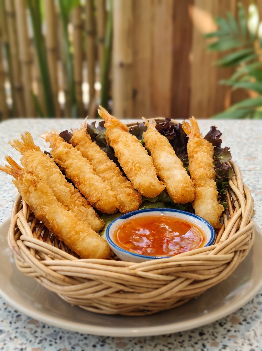 Frittierte Garnelen mit Süß-Sauer-Soße von Atipchai Thai Food in Heilbronn
